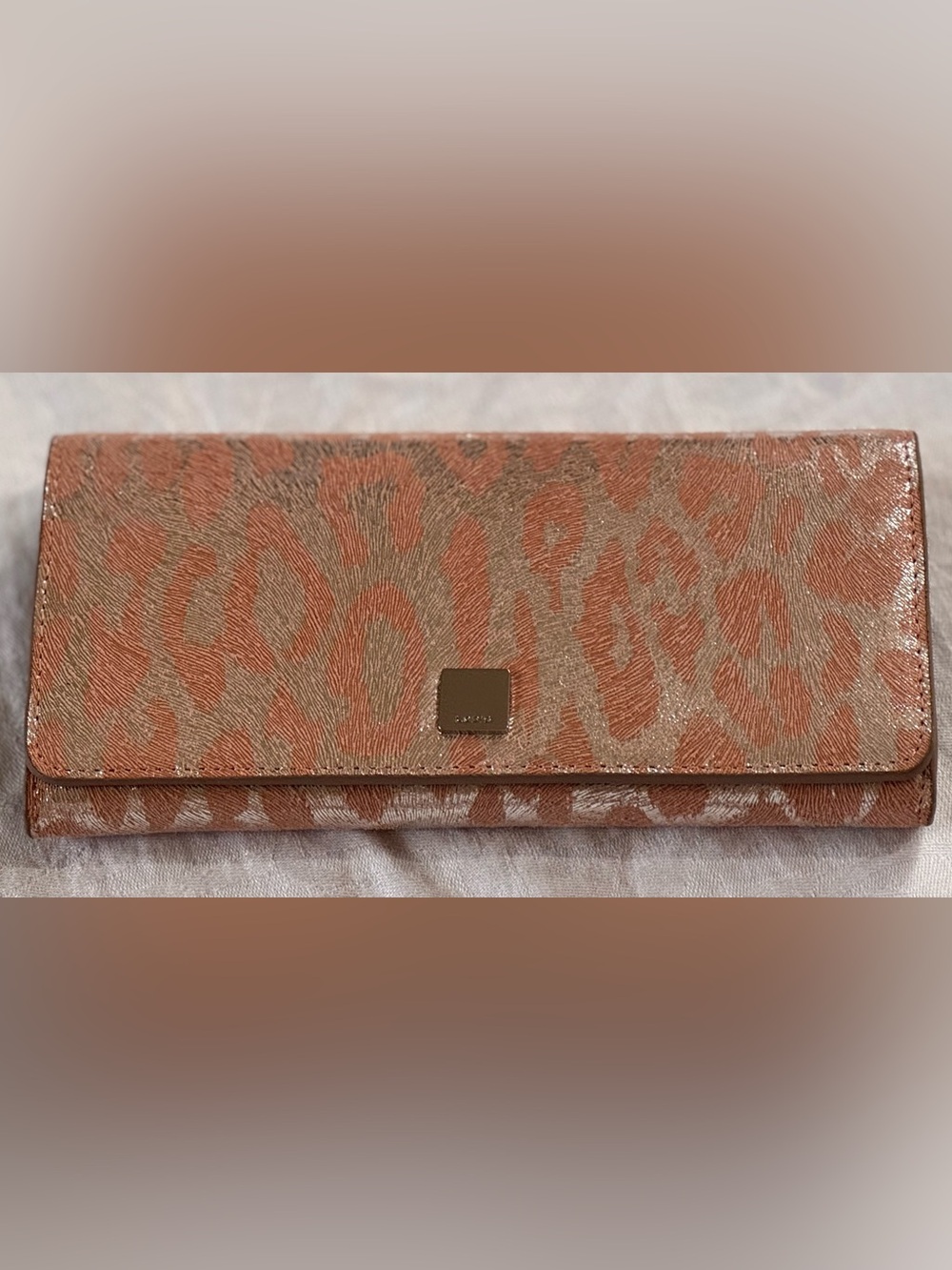 Lodis Leather Metallic Leopard Continental Clutch Wallet